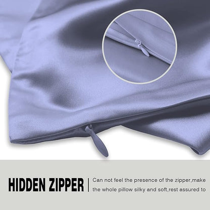 Mulberry Silk Pillowcase for Hair and Skin Pillow Case with Hidden Zipper Soft Breathable Smooth Cooling Silk Pillow Covers for Sleeping (Grayish Blue, King,1Pcs)