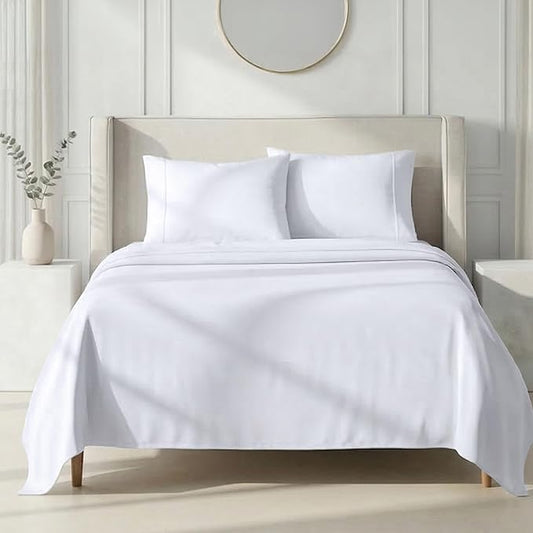 California Design Den California King Sheet Sets - 1000 Thread Count Sateen Sheets, Thick and Natural 100% Cotton, Deep Pockets, Durable Bedding Set - White