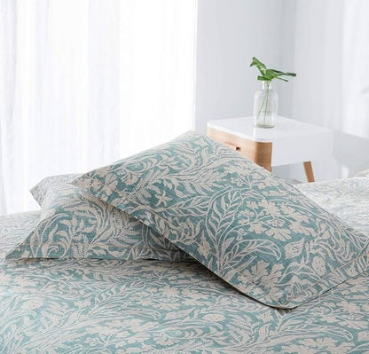 SLEEPBELLA Duvet Cover Full Size, 600 Thread Count Cotton Beige & Bluish Grey Printed with Luxurious Leaves Pattern Reversible Botanical Comforter Cover Sets, Bedding Set 3Pcs (Full Beige Paisley)