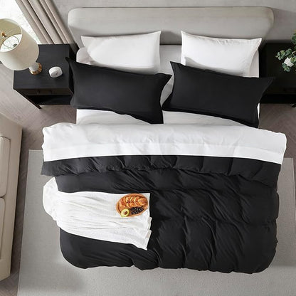 Nestl Black Duvet Cover King Size - Soft Prewashed King Duvet Cover Set, 3 Piece, with Zipper Closure, 1 Duvet Cover 104x90 inches and 2 Pillow Shams - No Comforter