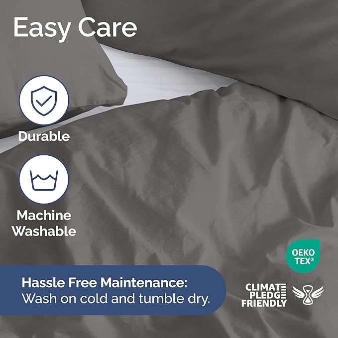 Duvet Cover Queen Size Set - Extra Soft Queen Duvet Cover 90" x 90" with 2 Pillow Shams - Hotel Luxury, Easy Care & Fade Free w/ Zipper Closures & Ties - All Season, Comfy and Breathable (Dark Grey)