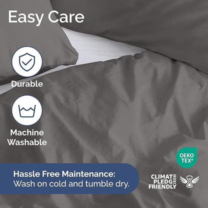 Duvet Cover Cal King Size Set - Extra Soft Cal King Duvet Cover 104" x 98" with 2 Pillow Shams - Hotel Luxury, Easy Care & Fade Free w/ Zipper Closures & Ties - Comfy, Cozy & Breathable (Dark Grey)