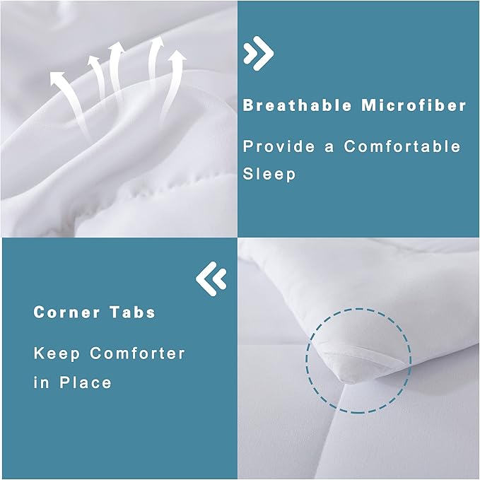DOWNCOOL King Size Comforter Set -All Season Bedding Comforters Sets with 2 Pillow Cases -3 Pieces Bed Set Down Alternative King Bedding Set -White King Comforter Set(102"x90")
