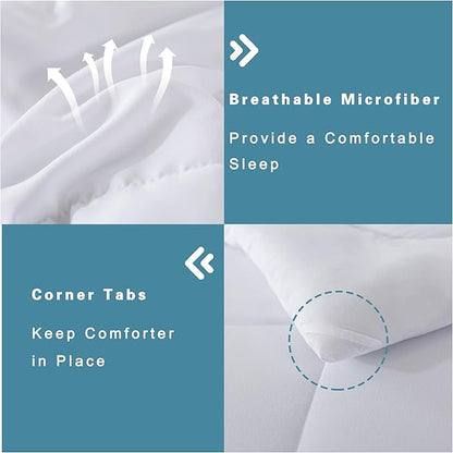 DOWNCOOL King Size Comforter Set -All Season Bedding Comforters Sets with 2 Pillow Cases -3 Pieces Bed Set Down Alternative King Bedding Set -White King Comforter Set(102"x90")