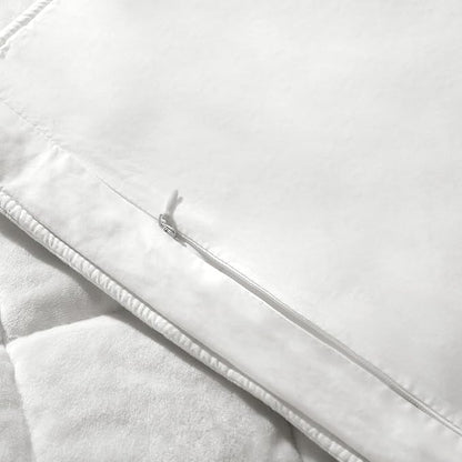 Greek Velvet Queen Quilt Set, 3× Softer Luxe Sheen, 100% Cotton Backing, 150GSM Down-Alternative Fill, Expanded 98×98" Coverage for Fuller Side Drape (1 Quilt + 2 Pillow Shams), Brilliant White