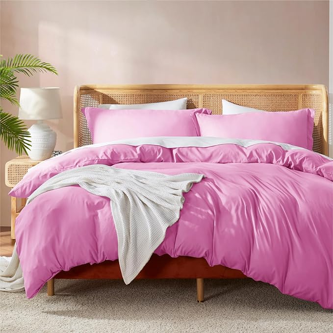 Nestl Light Pink Duvet Cover King Size - Soft Double Brushed King Duvet Cover Set, 3 Piece, with Button Closure, 1 Duvet Cover 104x90 inches and 2 Pillow Shams