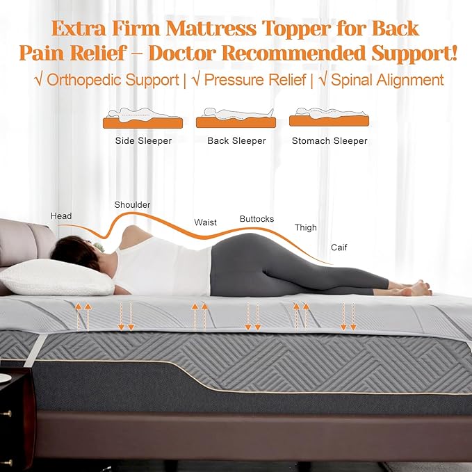 Extra Firm Mattress Topper 4 Inch Queen Size, Premium Cooling Gel Egg Crate+Bamboo High Density Support Mattress Topper with Removable Cover, Bed Topper for Pain Relief,CertiPUR-US,80x60