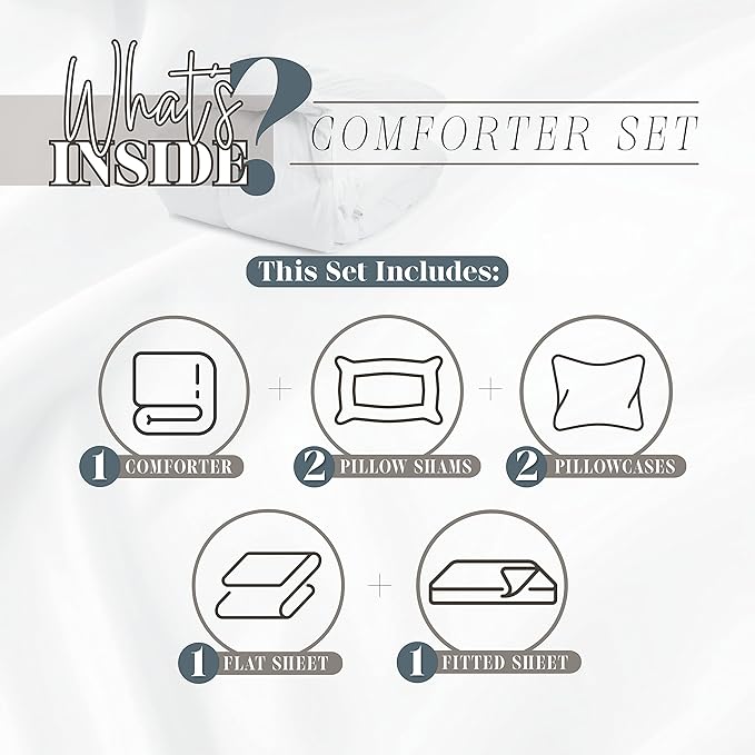Elegant Comfort 7-Piece Bed-in-a-Bag Comforter & Sheet Set- Luxury 1500 Thread Count 7-Piece Full Size Bed-in-a-Bag, Super Cozy Bed Sheets and Comforter Set, Wrinkle and Stain Resistant, Sage/Cream