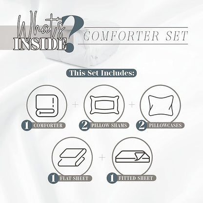 Elegant Comfort 7-Piece Bed-in-a-Bag Comforter & Sheet Set - Luxury 1500 Thread Count Twin Size, Super Cozy, Wrinkle and Stain Resistant, Brown/Cream