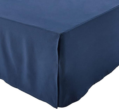 Amazon Basics Lightweight Pleated Dust Ruffle Bed Skirt, Wrinkle and Fade Resistant, Machine Washable, Full, Navy Blue