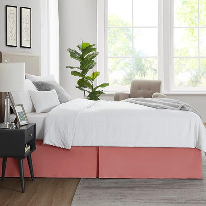 Nestl Pink Clay Twin Bed Skirt - Twin Size Bed Skirt 14 Inch Drop - Brushed Microfiber Bed Skirts - Hotel Quality Pleated Bed Skirt - Shrinkage & Fade Resistant