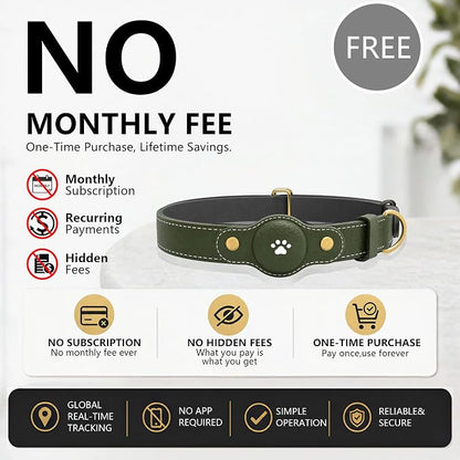 GPS Tracker for Dogs – Smart Dog Collar & Pet Tracker with Real-Time Location, No Monthly Fee, Unlimited Range (iOS & Android) – Fits Small to Large Dogs(Locator Included) (Deep Green)