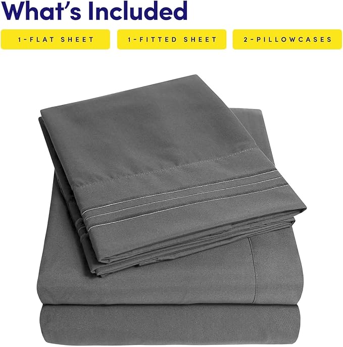 1500 Supreme Collection California King Sheet Sets Gray - Luxury Hotel Bed Sheets and Pillowcase Set for California King Mattress - Extra Soft, Elastic Corner Straps, Deep Pocket Sheets Gray