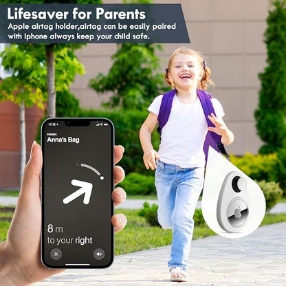for Airtag Holder for Kids Baby Toddler Hidden 2 Pack GPS Tracker Case, Anti-Removal Airtag Case with Safety Pins, Suitable for Children,Pets, Backpack, Luggage (Pink+Blue+White+Turquoise)