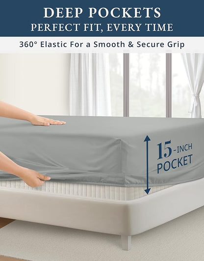 LANE LINEN 100% Egyptian Cotton King Bed Sheets, Eco Friendly No Pill Naturally Cooling Sheet King Size, Soft & Comfy Sateen Weave Silky Smooth Finish, Available in Variety of Colors -Lime Stone