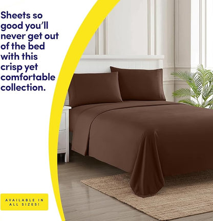 1500 Supreme Collection Bed Sheets - PREMIUM QUALITY BED SHEET SET & LOWEST PRICE, SINCE 2012 - Deep Pocket Wrinkle Free Hypoallergenic Bedding - Over 40+ Colors - California King, Brown
