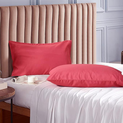 Evolive Ultra Soft Brushed Microfiber Standard Size 20"x30" Pillowcases Pair Set of 2 with Envelope Closure (20"x30" Standard, Fuchisa Red)