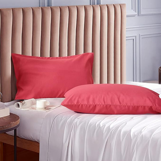 Evolive Ultra Soft Brushed Microfiber Standard Size 20"x30" Pillowcases Pair Set of 2 with Envelope Closure (20"x30" Standard, Fuchisa Red)