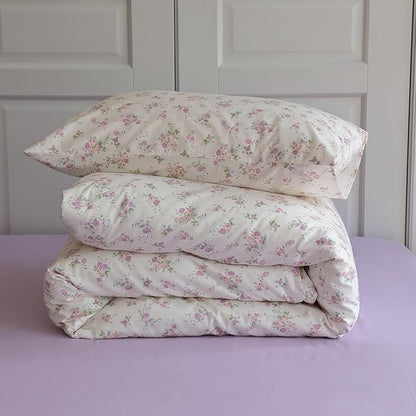 HighBuy Garden Floral Full Size Comforter Set Purple Flower Fluffy Boho Chic Floral Bedding Comforter Set 3 Piece Bedding Set Girls Fresh Botanical Comforter Set for All Season Bed Set