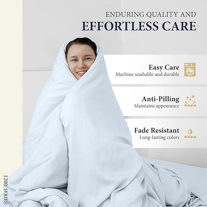 Ashton Sheets 100% Egyptian Cotton Sheets California King Size - 1200 Thread Count Cal King Sheet Set Egyptian Cotton, 4 PC Luxury Bedsheet (Light Blue), Soft, Cooling, 17" Deep Pocket Bedsheet Set