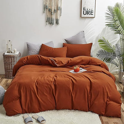 Houseri Burnt Orange Comforter Set Twin Kids Girls Boys 3 Pieces Terracotta Caramel Bedding Sets Rust Brown Comfy Soft Dusty Orange Bedding Solid Color Cinnamon Bed Comforters Quilts Twin Size