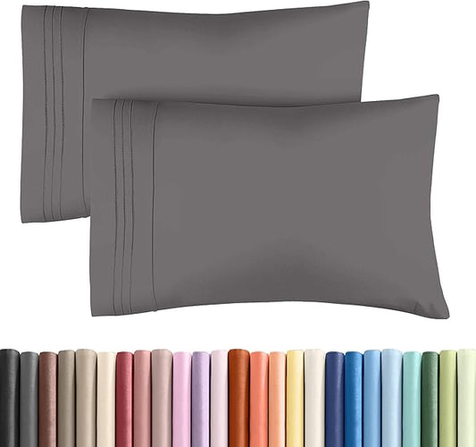 Standard Pillow Cases Set of 2 - Ultra-Soft Hotel Quality Pillowcase Covers - Comfy & Wrinkle Free - Stain & Fade Resistant - Machine Washable Pillow Protectors - 2 Piece Set - Standard Size Dark Grey