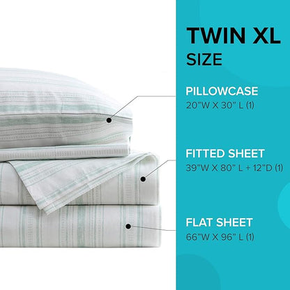 Comfort Spaces 100% Cotton Sheet Set Breathable, Lightweight, Soft with 12" Elastic Pocket Fits up to 14" Mattress, All Season Cozy Bedding, Matching Pillow Case, Twin XL Good Vibes 3 Piece