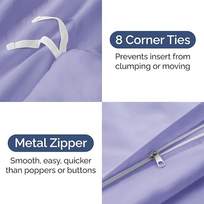 Duvet Cover Twin/Twin XL Size Set - Extra Soft Twin/Twin XL Duvet Cover 68" x 90" with 1 Pillow Sham - Hotel Luxury, Easy Care, Fade Free with Zipper Closures & Ties - Comfy & Breathable (Lavender)