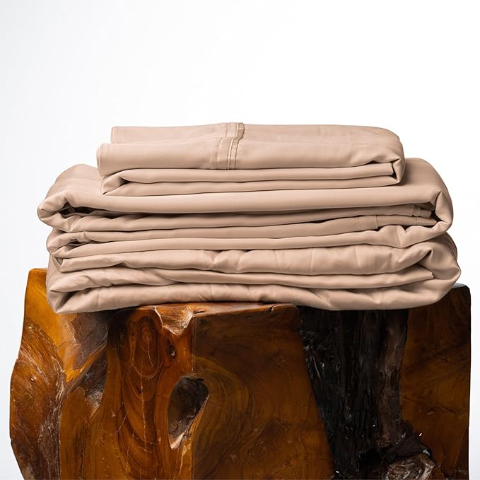 Olive + Crate Tencel Lyocell Eucalyptus Queen Size Sheet Set - Cooling Tencel Sheets for Hot Sleepers with 18 Inch Deep Pocket Fit - Terracotta Clay 4-Piece Set