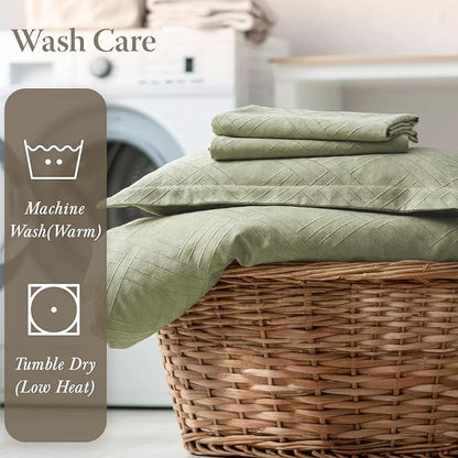 Threadmill Twin Sheets for Twin Mattress | 800 Thread Count Jacquard Celine Sage Green Sheets | 100% Cotton 3 Piece Bed Sheets | Extra Long Staple Cotton | Cotton Sheet with Elasticized Deep Pocket