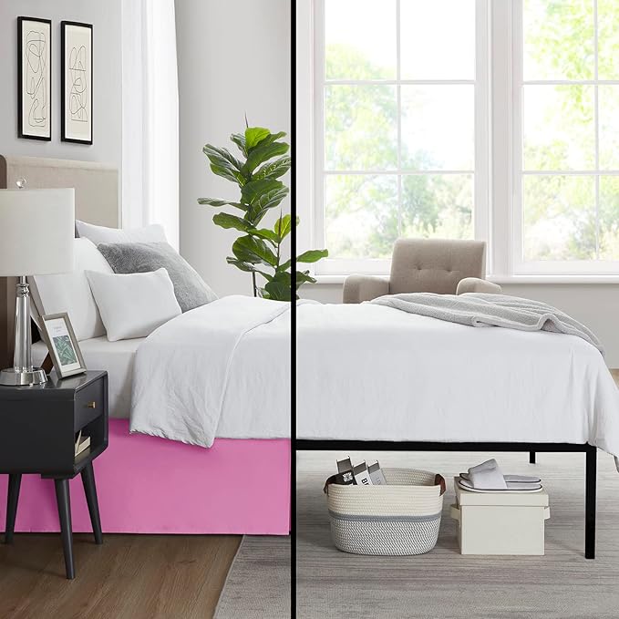 Nestl Light Pink Full Bed Skirt - Full Size Bed Skirt 14 Inch Drop - Brushed Microfiber Bed Skirts - Hotel Quality Pleated Bed Skirt - Shrinkage & Fade Resistant