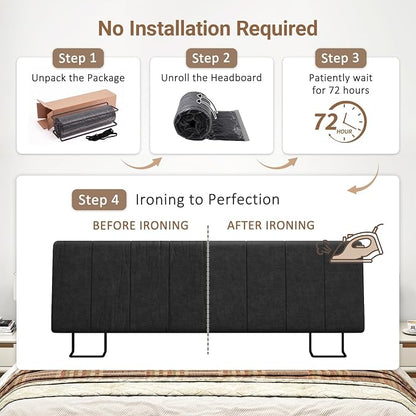 King Size Headboard Only-No Assembly Required, Black | Easy to use no assembly required, Linen fabric and extra-thick foam for added comfort, Modern style headboard king size