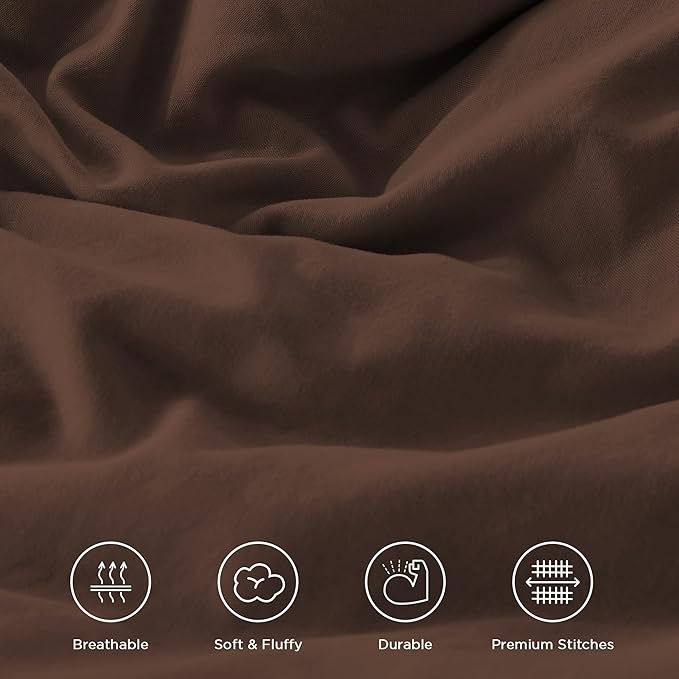 Andency Brown Oversized King Comforter Set (120x98Inch), 3 Pieces Ruffle Comforter Set with 2 Pillowcases, Farmhouse Shabby Chic Lightweight Fluffy Soft Polyester All Season Bed Set