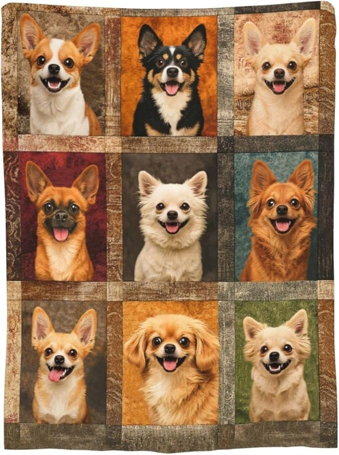 Chihuahua Blanket Super Soft Warm Fluffy Fleece Flannel Dog Animal Throw Blanket Cozy Fuzzy Plush Stuff Bedding Blankets Gifts for Women Kids Boys Girls Adults 50"X40"