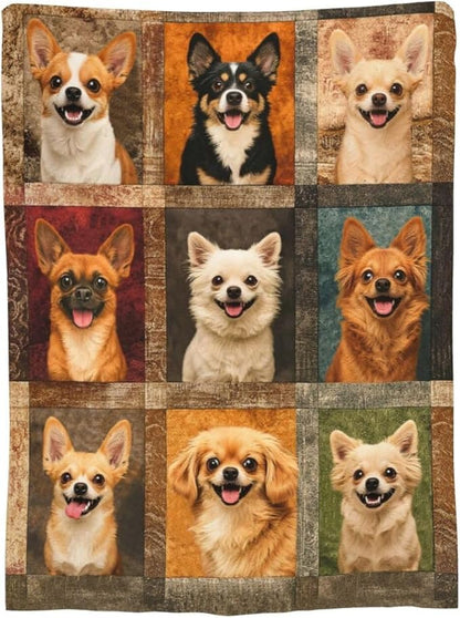 Chihuahua Blanket Super Soft Warm Fluffy Fleece Flannel Dog Animal Throw Blanket Cozy Fuzzy Plush Stuff Bedding Blankets Gifts for Women Kids Boys Girls Adults 80"X60"