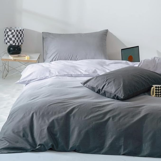 CLOTHKNOW Grey Silver California King Comforter Set Gradient Gray Bedding Comforter Sets Soft Tone Grey Comforter with 2 x Pillow Cases