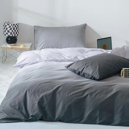 CLOTHKNOW Grey Silver California King Comforter Set Gradient Gray Bedding Comforter Sets Soft Tone Grey Comforter with 2 x Pillow Cases