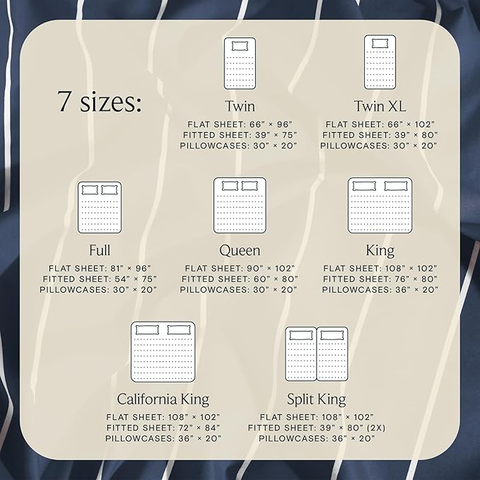 LuxClub 4 PC Queen Size Sheets Set, Breathable Luxury Bed Sheet, Deep Pockets 18" Wrinkle Free Cooling Machine Washable Hotel Bedding (Striped Navy)