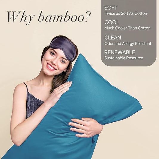 BEDELITE Body Pillow Case Cover, Rayon Made from Bamboo, Cooling Body Pillow Cover for Hot Sleepers and Night Sweats, Breathable & Silky Soft Full Long Pillow Case (Teal, 20x54 Inches)