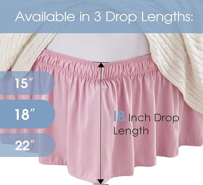 FreshCulture Full Bed Skirt, Elastic Wrap Around Bed Skirt Full Bed, Easy Fit with 18-Inch Tailored Drop, Hotel Quality Dust Ruffle for Full Size Bed, Bed Skirt Full Size (Dusty Pink)