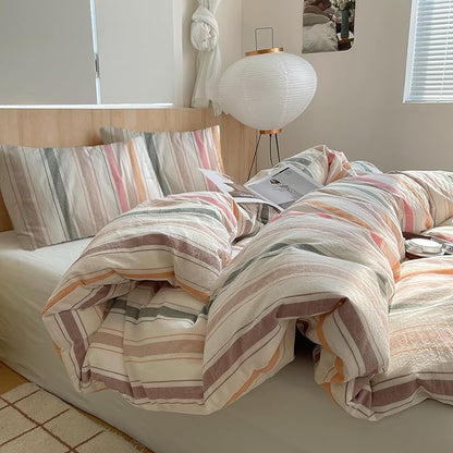 HighBuy Boho Striped Comforter Set Full Size Geometric Bedding Comforter Multi Color Stripes Comforters Full Bedding Sets 3 Piece Striped Comforter Modern Bedding for Teen Boy,Fluffy Soft