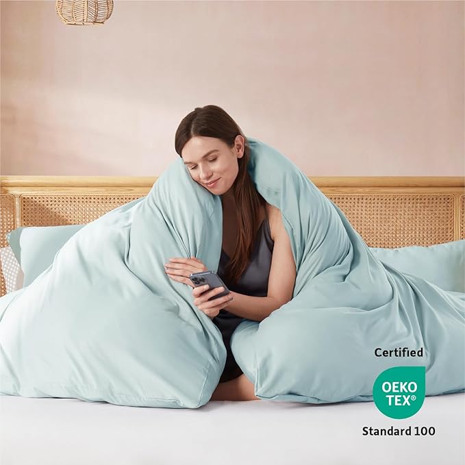 Nestl Light Blue Duvet Cover King Size - Soft Double Brushed King Duvet Cover Set, 3 Piece, with Button Closure, 1 Duvet Cover 104x90 inches and 2 Pillow Shams