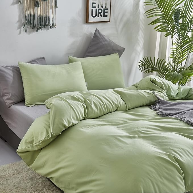 KAREVER Sage Comforter Set Full Green Bedding Set Women Bed Comforter Set Breathable Blanket Teens Light Sage Green Lightweight Quilts Set Full Size