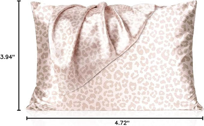 Yanibest 2 Pack Leopard Satin Pillowcase, Silk Pillow Cases for Hair and Skin with Zipper, Standard Pillow Cases for 20"x26", Exquisite Packaging for Women Men
