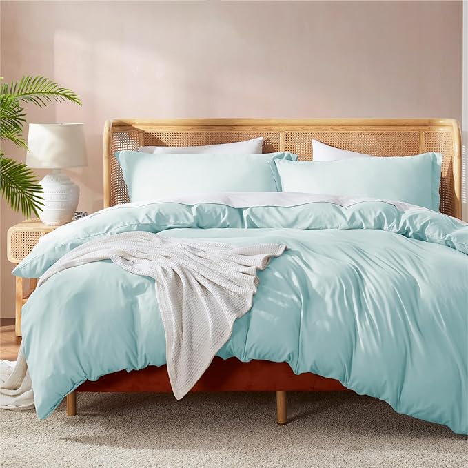 Nestl Light Blue Duvet Cover King Size - Soft Double Brushed King Duvet Cover Set, 3 Piece, with Button Closure, 1 Duvet Cover 104x90 inches and 2 Pillow Shams