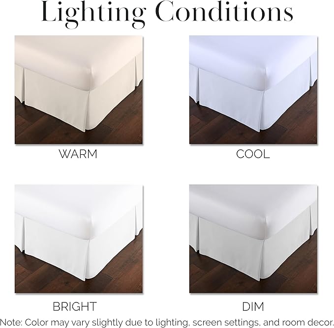 Southshore Fine Living, Inc. Full Size Bed Skirt 14 Inch Drop, Pleated Design for Full Mattress, Pet Hair Resistant Dust Ruffle Full Size Bed, Easy Care Microfiber - Bright White