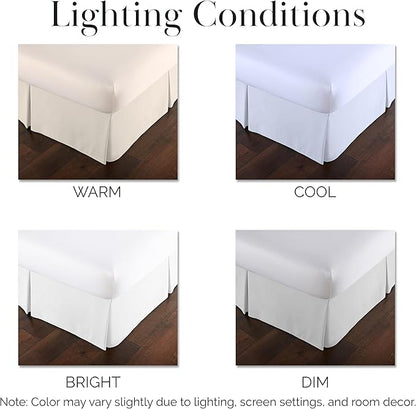 Southshore Fine Living, Inc. Pleated King Bed Skirt 14 Inch Drop - Classic White Bed Skirt, Dust Ruffle for King Size Bed - Fade Resistant for Everyday Use, Durable Microfiber - Bright White