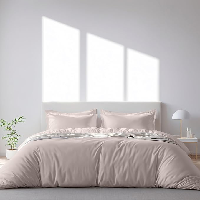 White Classic Beige Duvet Cover Queen Size, Microfiber Duvet Cover with Zipper, Set of 1 Down Comforter Cover with 2 Pillow Shams, Comforter Not Included