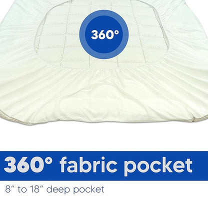 Nutan, Quilted Fitted Fluffy & Soft Mattress Pad, Breathable Mattres Topper, Cooling Protector Cover with 18” Deep Pocket, Full, White