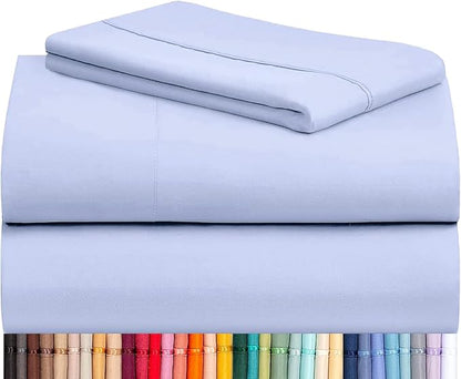 LuxClub 3 PC Twin XL Sheet Set, Deep Pockets Wrinkle Free Cooling Bed Sheets Hotel Bedding for Women, Men, Kids & Teens, Includes 1 Fitted Sheet, 1 Flat Sheet and 1 Pillowcase-Silky Soft Sky Blue